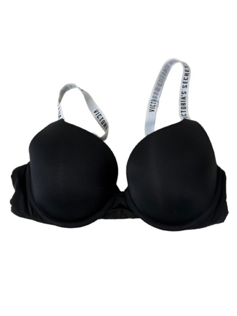 Victoria’s Secret T-Shirt Push-Up Full Coverage Bra 36C Black White Logo Strap